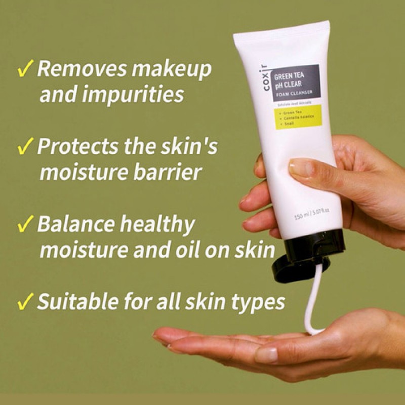 Coxir Green Tea pH Clear Foam Cleanser 150ml